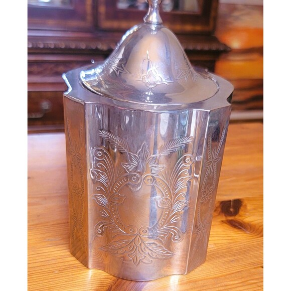 Vintage Silver Plate Trinket Jewelry Box w Lid Red Velvet Inside Engraved Design - Picture 14 of 16